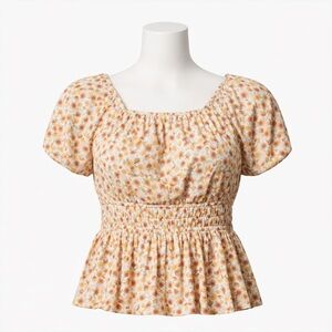 Size 1 Torrid Women’s Crinkle Gauze Floral Off Shoulder Peplum Top Cris Cross